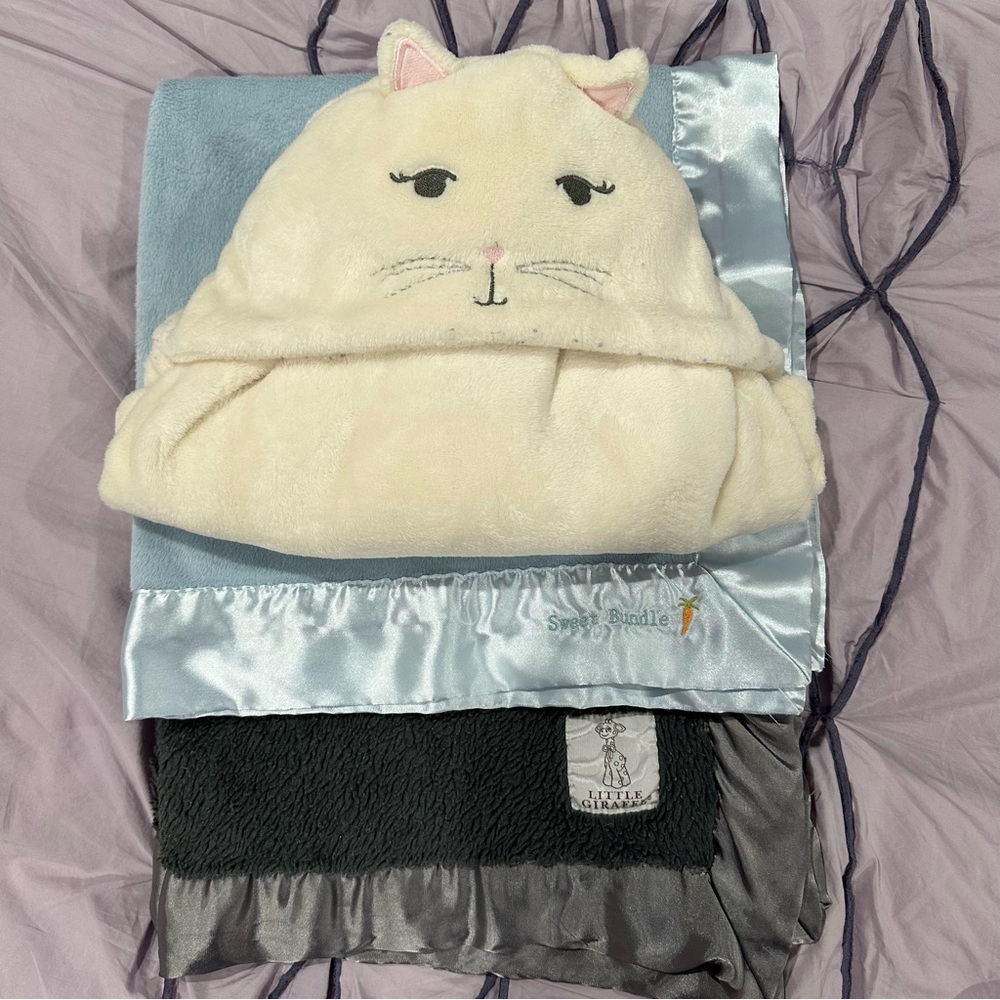 Bundle of 3 Baby Blankets: Little Giraffe, HB and Bunnies By The Bay